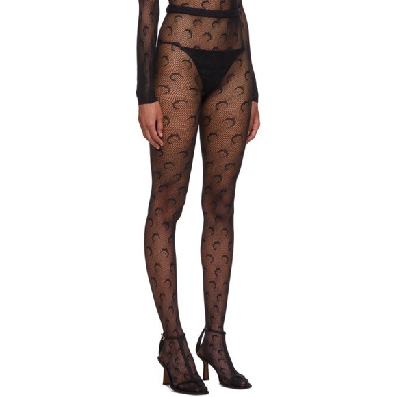 NWT Marine Serre Half Moon Fishnet Tights in Black Monogram - Picture 1 of 12